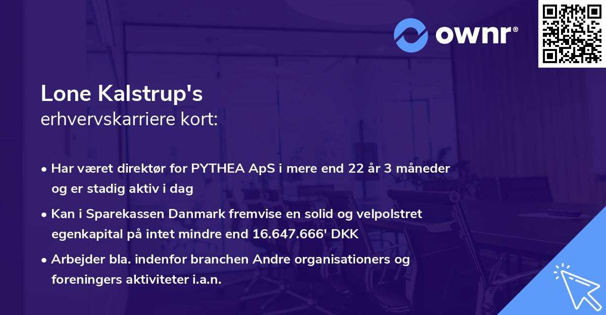 Lone Kalstrup's erhvervskarriere kort