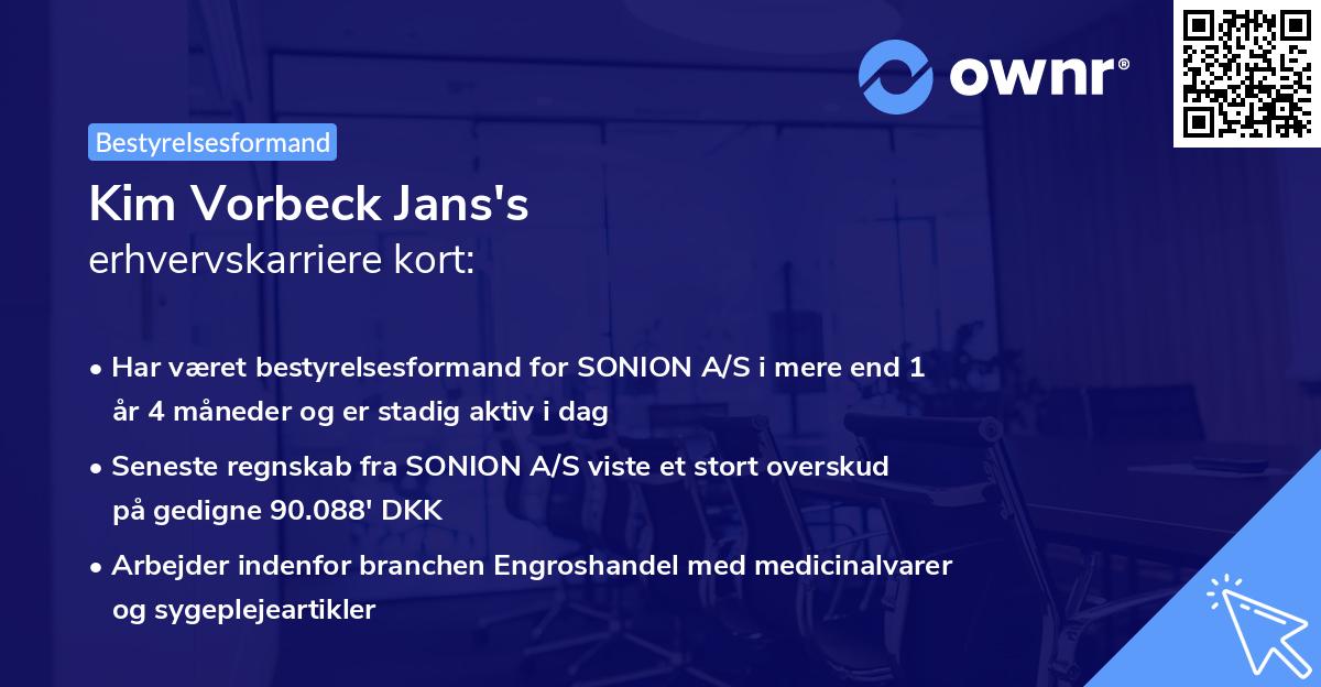 Kim Vorbeck Jans's erhvervskarriere kort