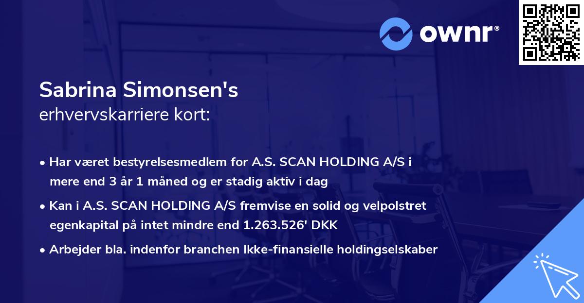 Sabrina Simonsen's erhvervskarriere kort