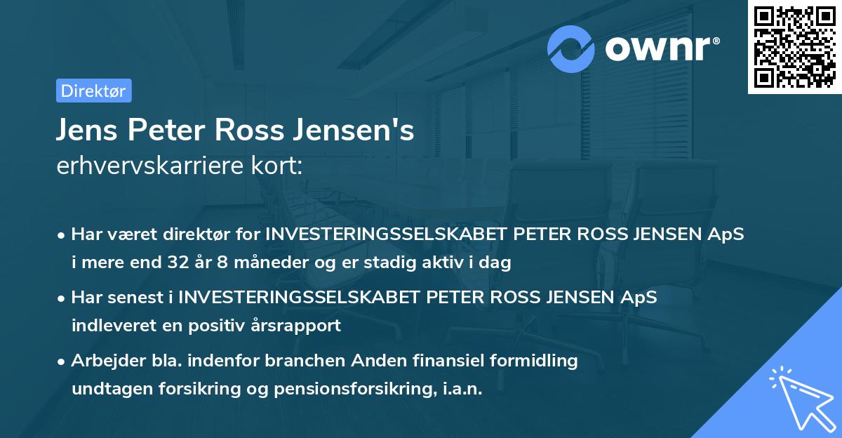 Jens Peter Ross Jensen's erhvervskarriere kort