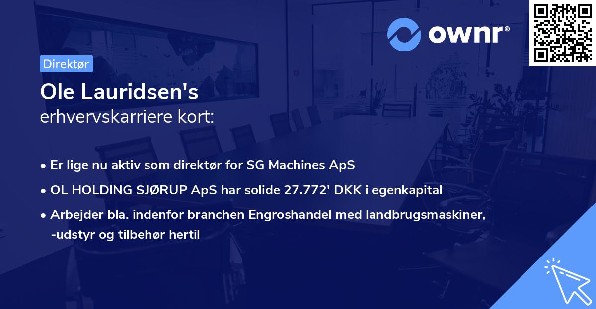 Ole Lauridsen's erhvervskarriere kort