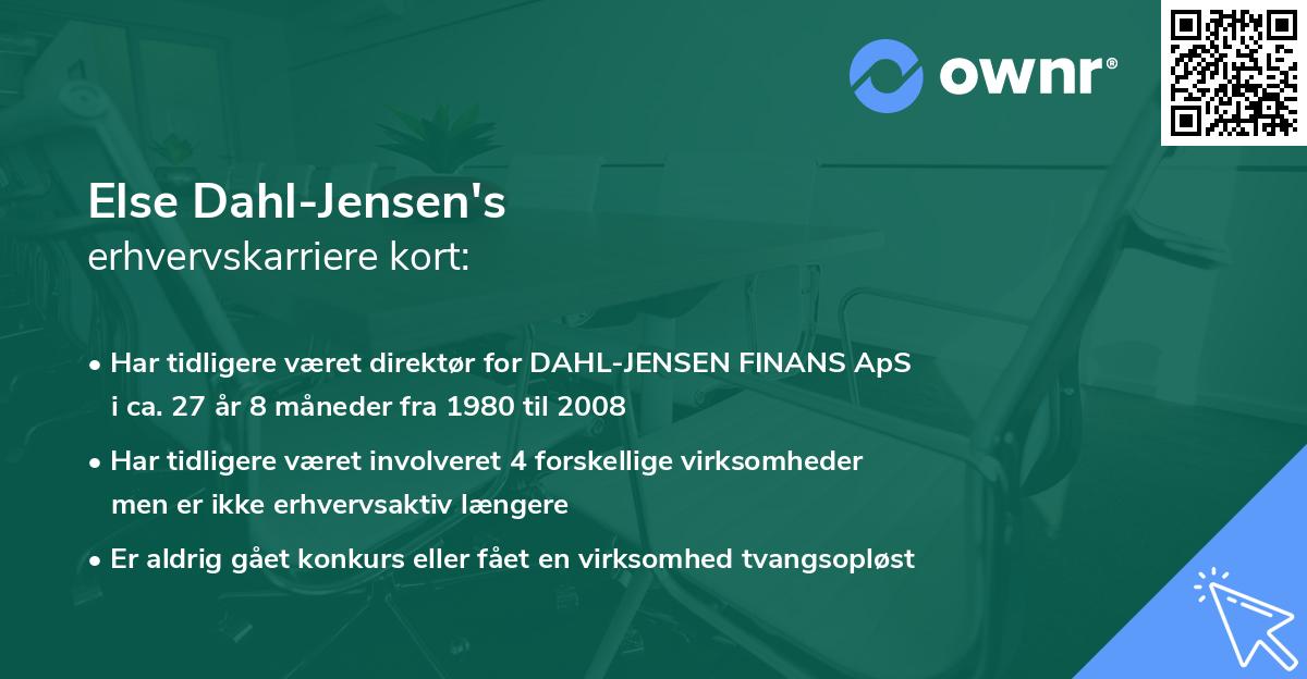 Else Dahl-Jensen's erhvervskarriere kort