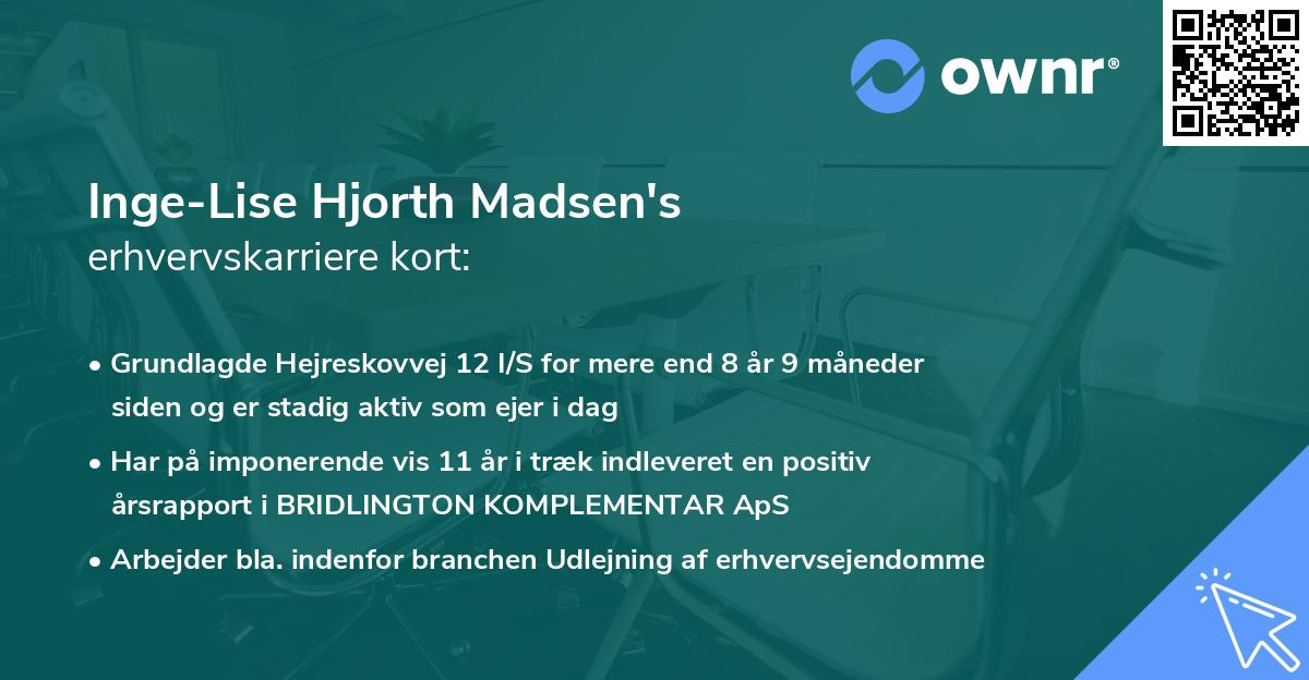 Inge-Lise Hjorth Madsen's erhvervskarriere kort