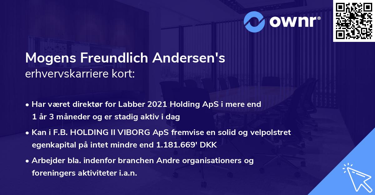 Mogens Freundlich Andersen's erhvervskarriere kort