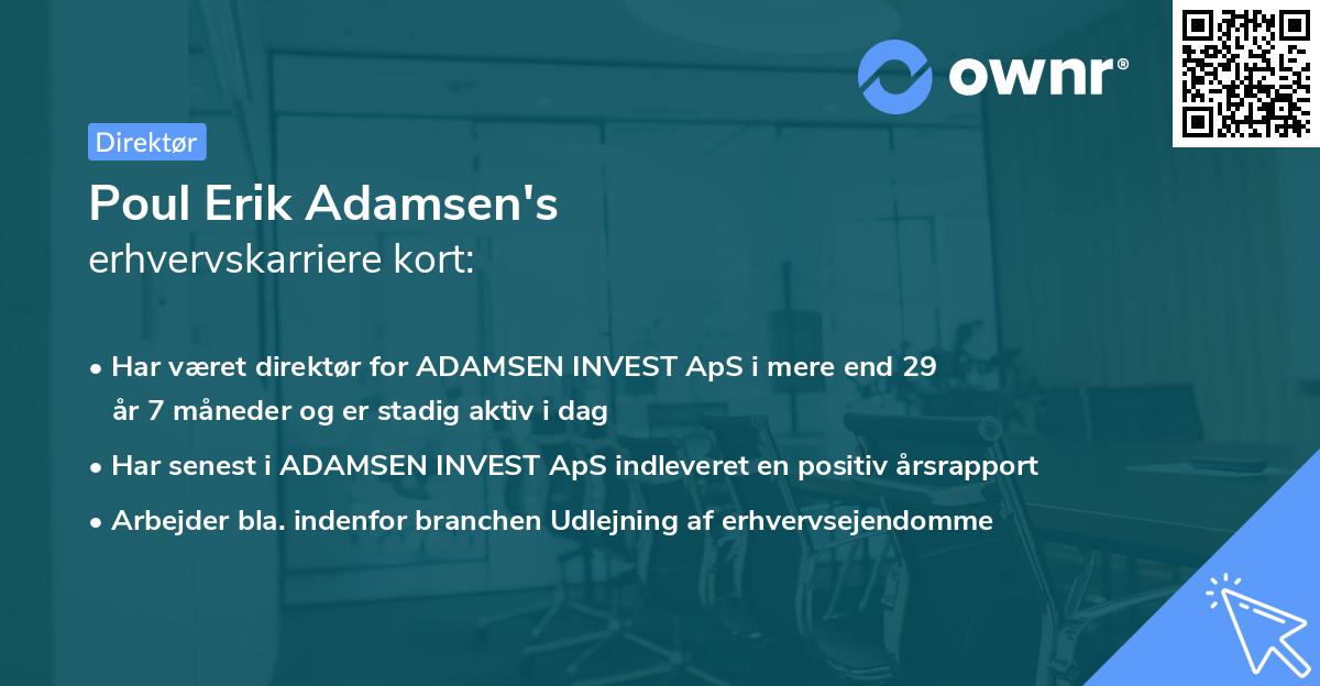 Poul Erik Adamsen's erhvervskarriere kort