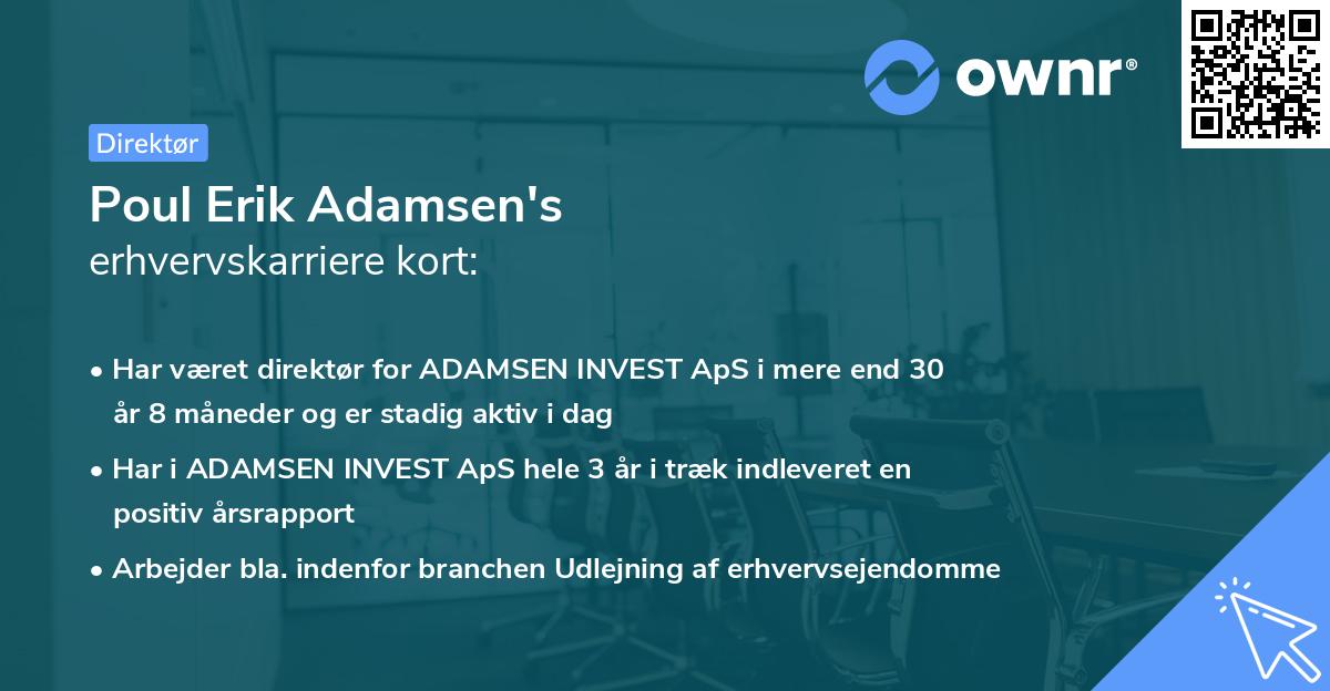 Poul Erik Adamsen's erhvervskarriere kort