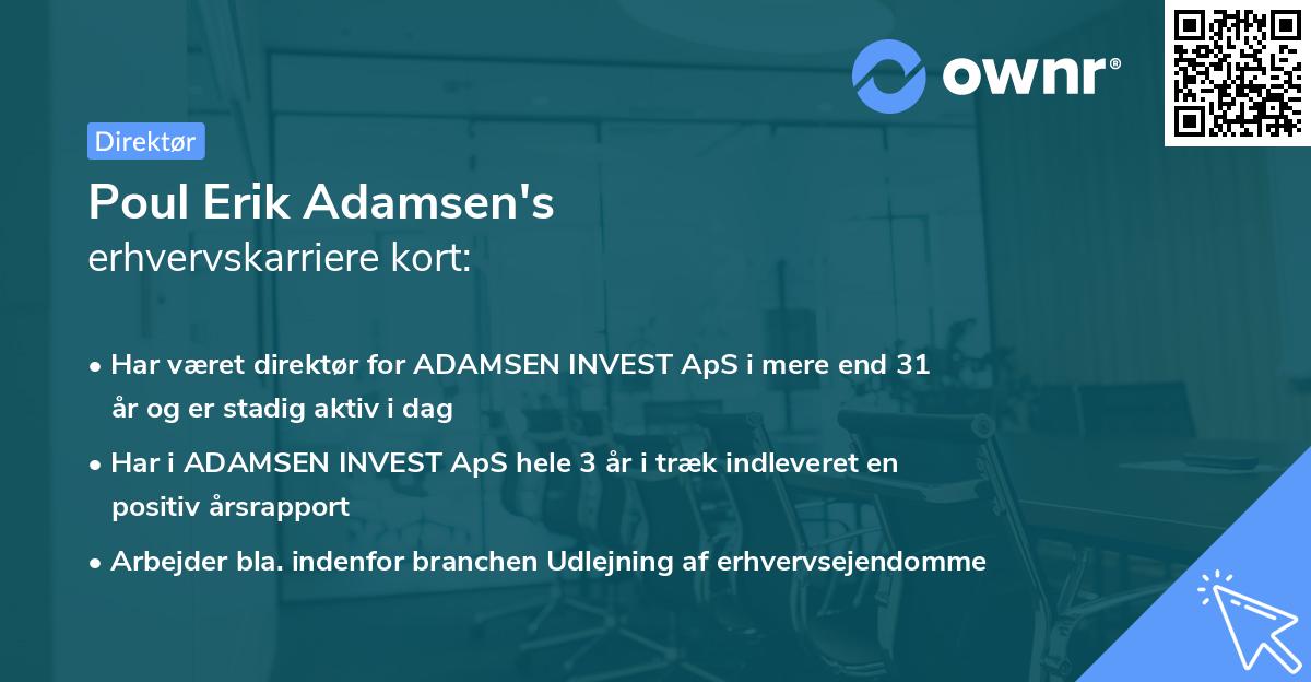 Poul Erik Adamsen's erhvervskarriere kort