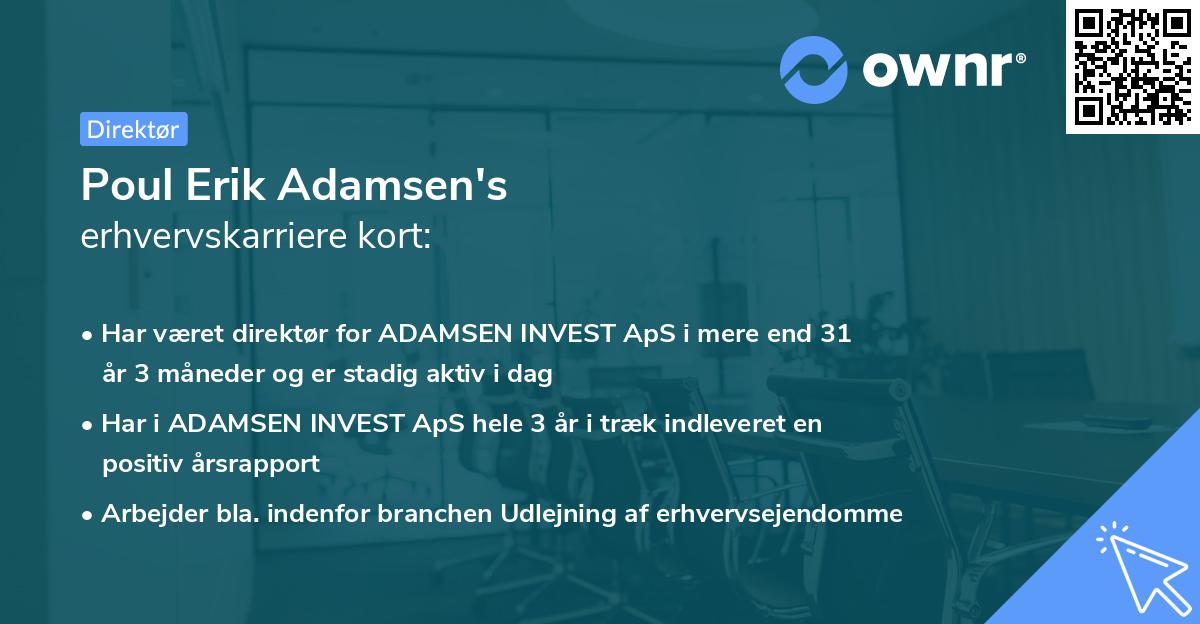 Poul Erik Adamsen's erhvervskarriere kort