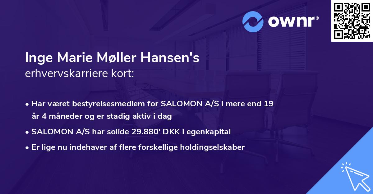Inge Marie Møller Hansen's erhvervskarriere kort
