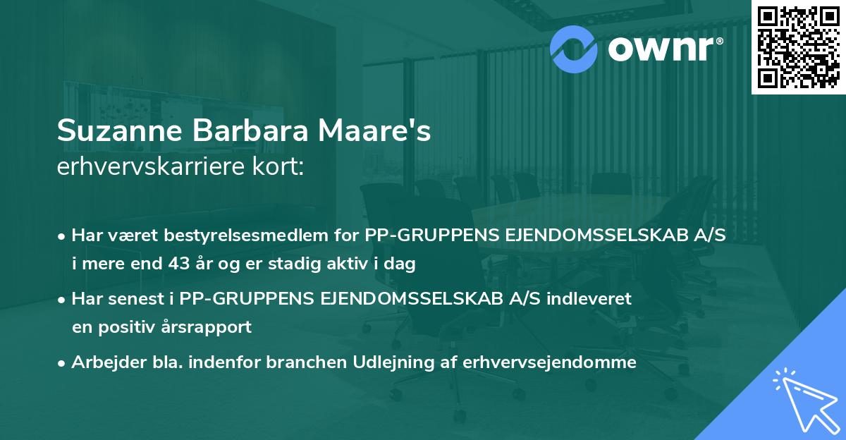 Suzanne Barbara Maare's erhvervskarriere kort