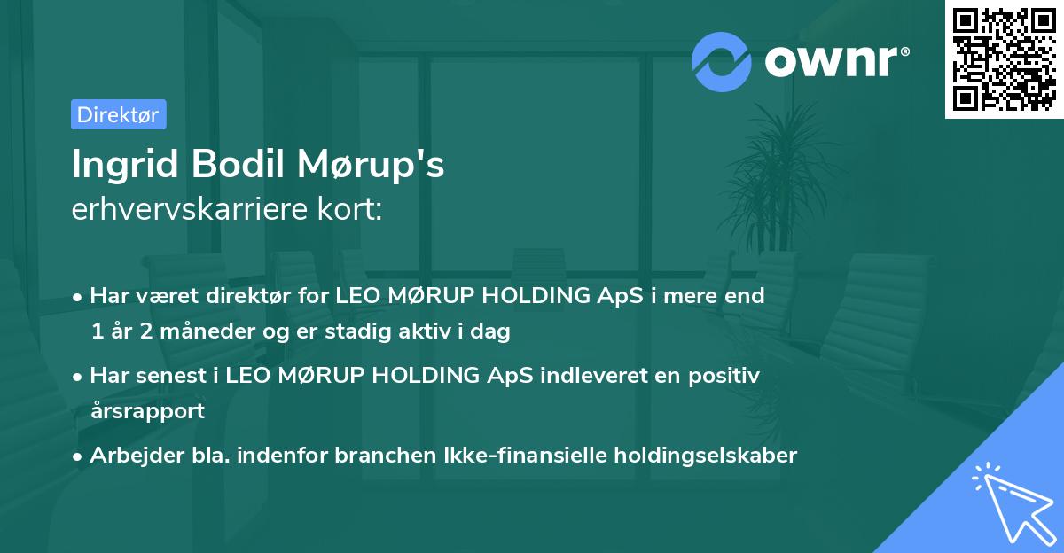 Ingrid Bodil Mørup's erhvervskarriere kort