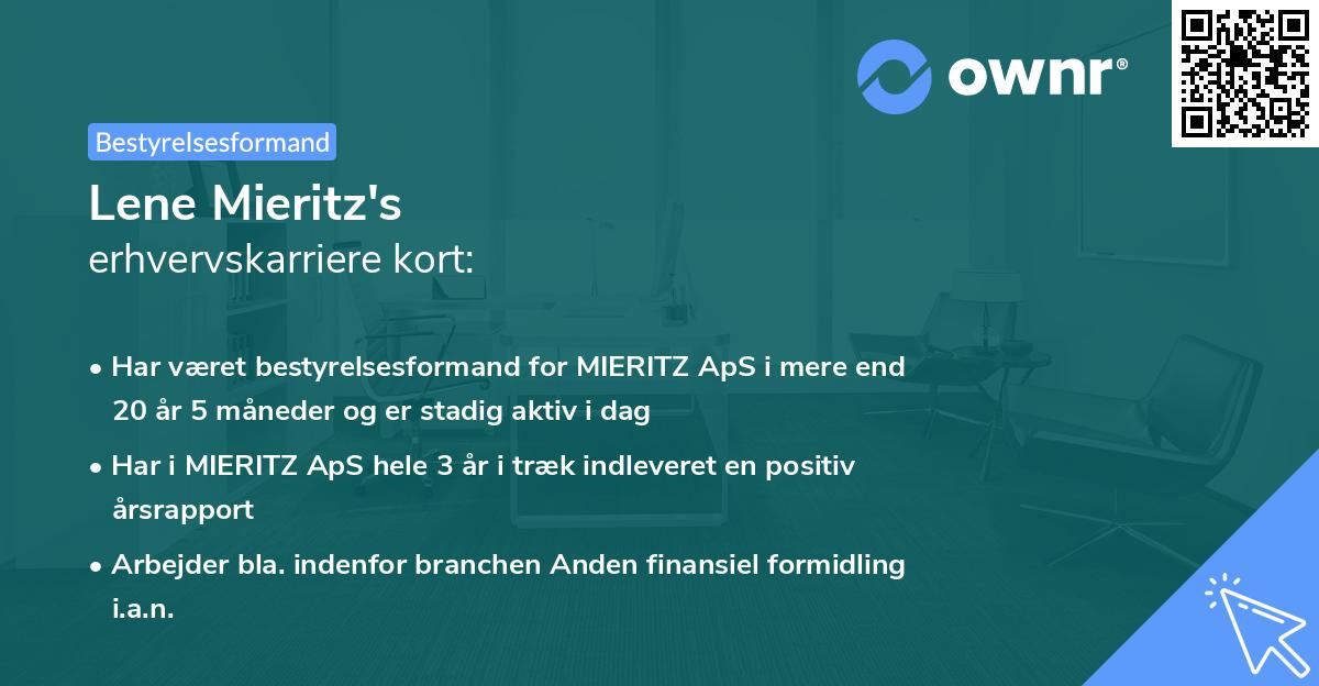 Lene Mieritz's erhvervskarriere kort