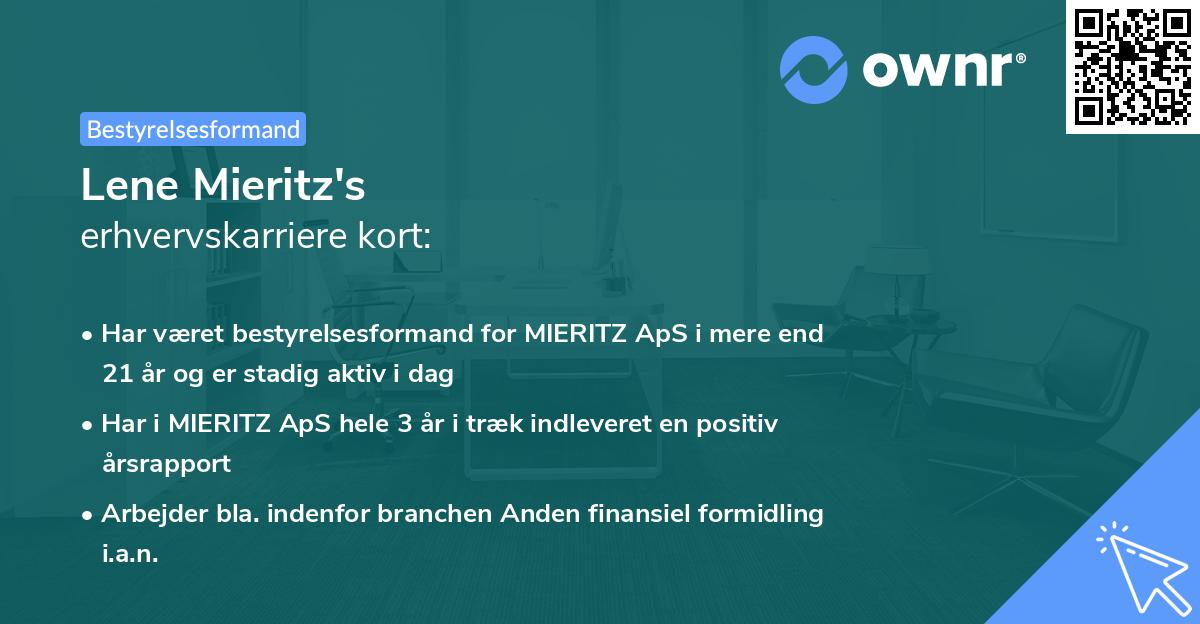 Lene Mieritz's erhvervskarriere kort