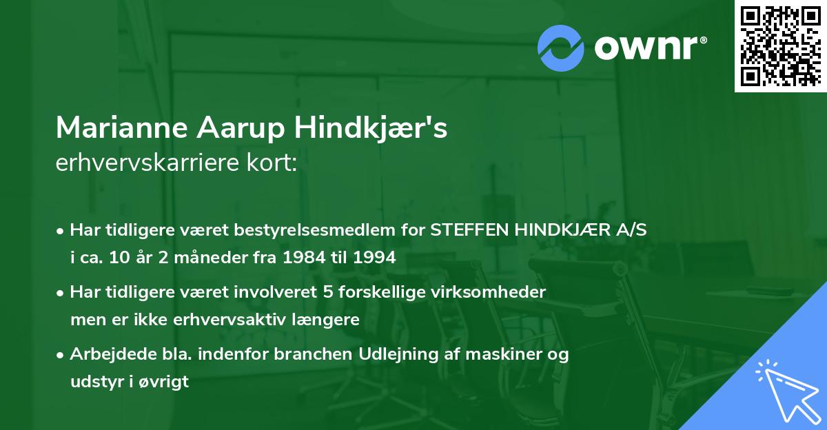 Marianne Aarup Hindkjær's erhvervskarriere kort