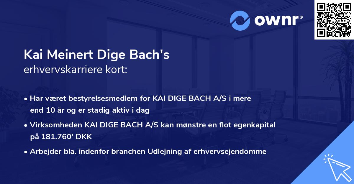 Kai Meinert Dige Bach's erhvervskarriere kort