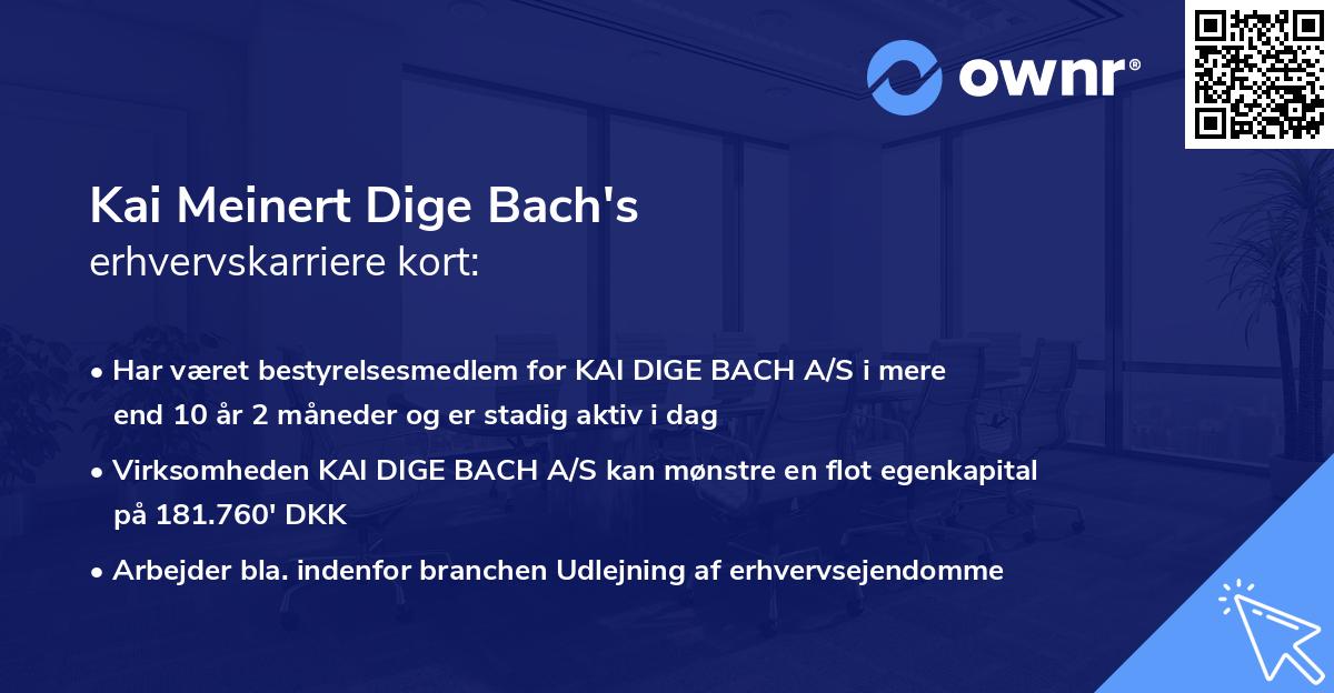 Kai Meinert Dige Bach's erhvervskarriere kort