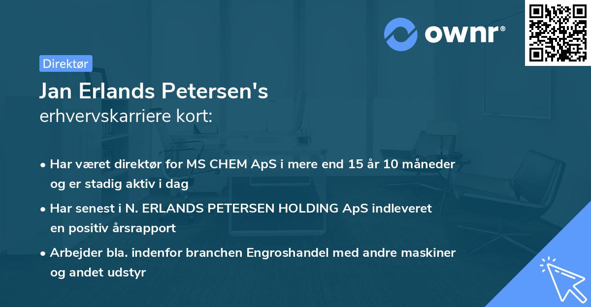 Jan Erlands Petersen's erhvervskarriere kort