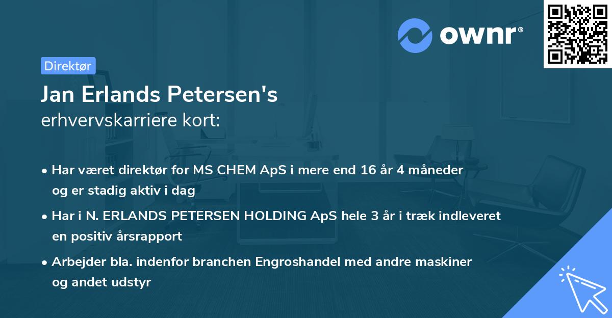 Jan Erlands Petersen's erhvervskarriere kort
