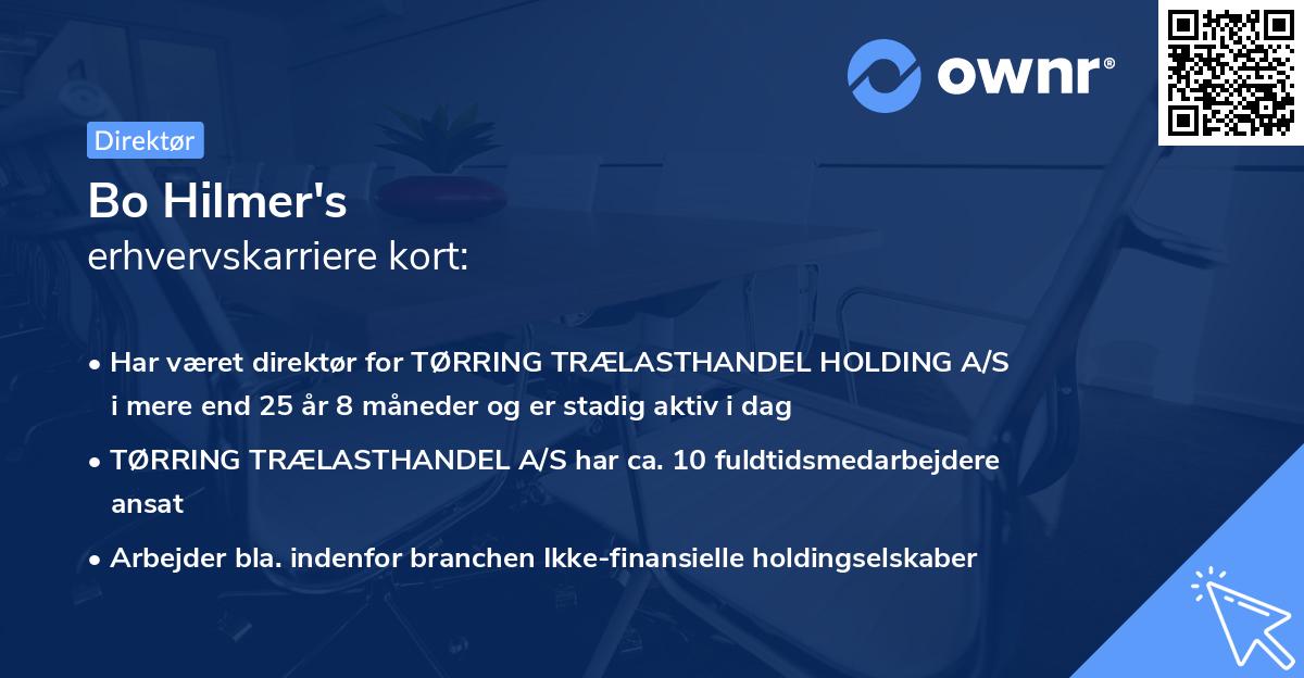 Bo Hilmer's erhvervskarriere kort