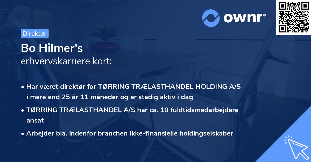 Bo Hilmer's erhvervskarriere kort