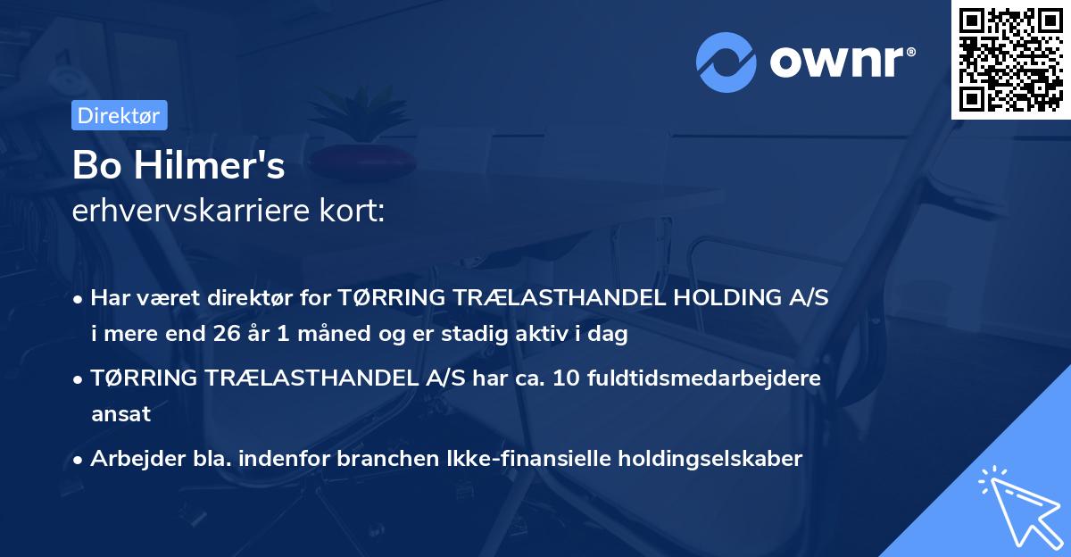 Bo Hilmer's erhvervskarriere kort
