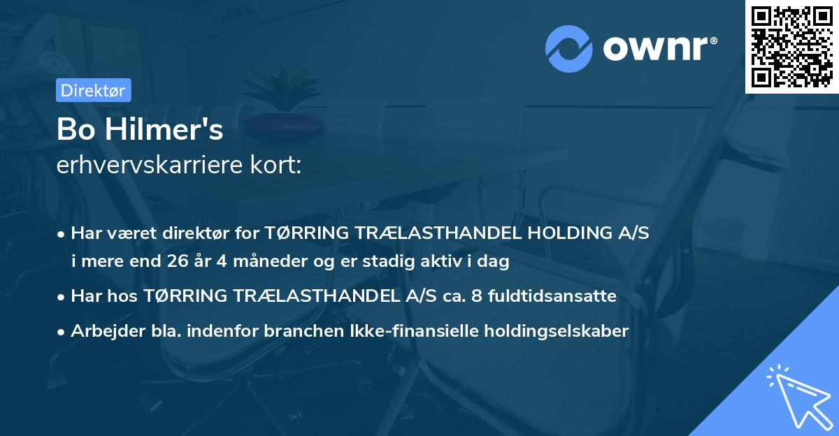 Bo Hilmer's erhvervskarriere kort