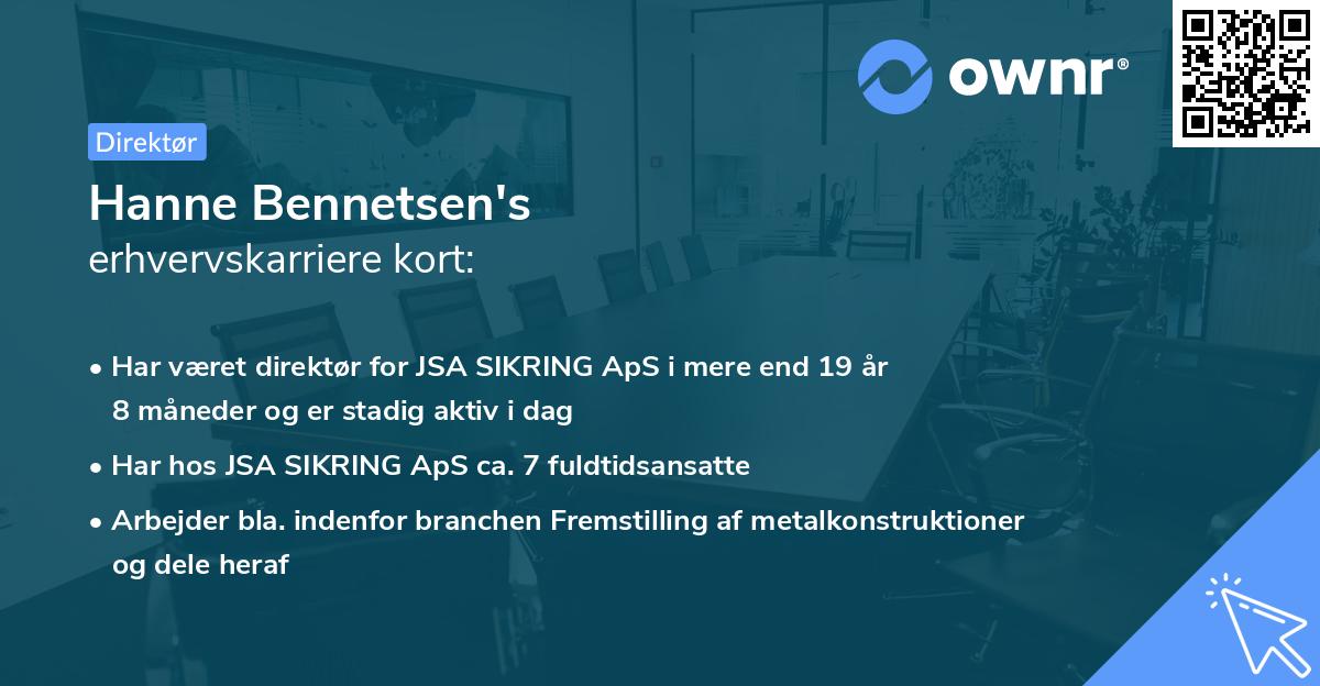 Hanne Bennetsen's erhvervskarriere kort