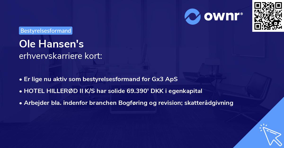 Ole Hansen's erhvervskarriere kort