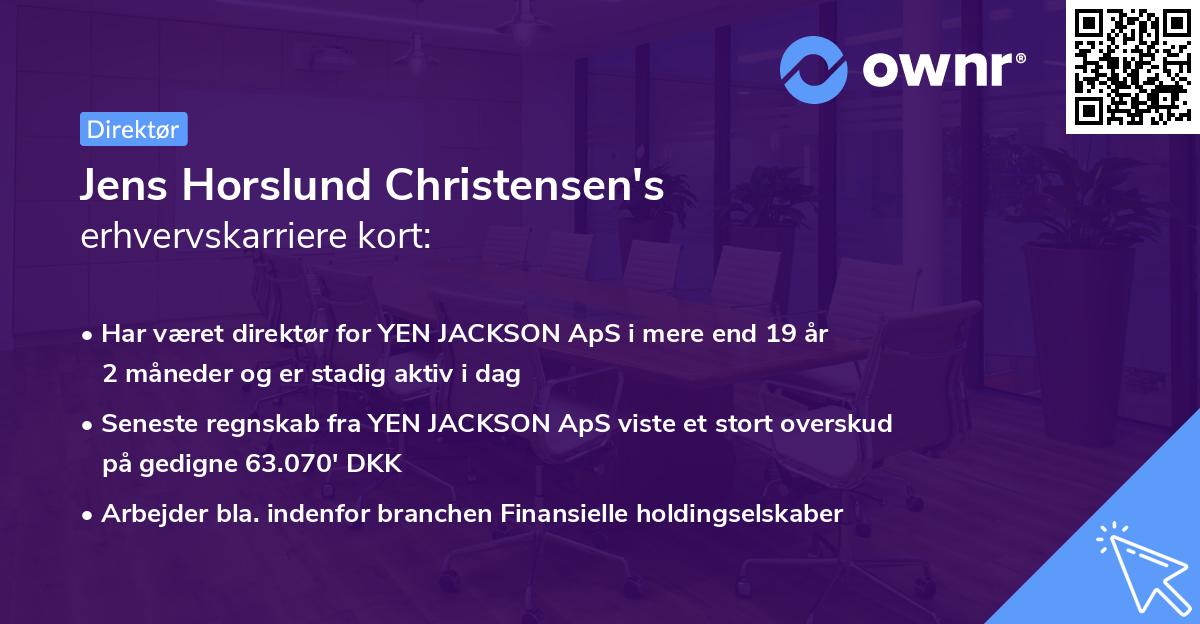 Jens Horslund Christensen's erhvervskarriere kort