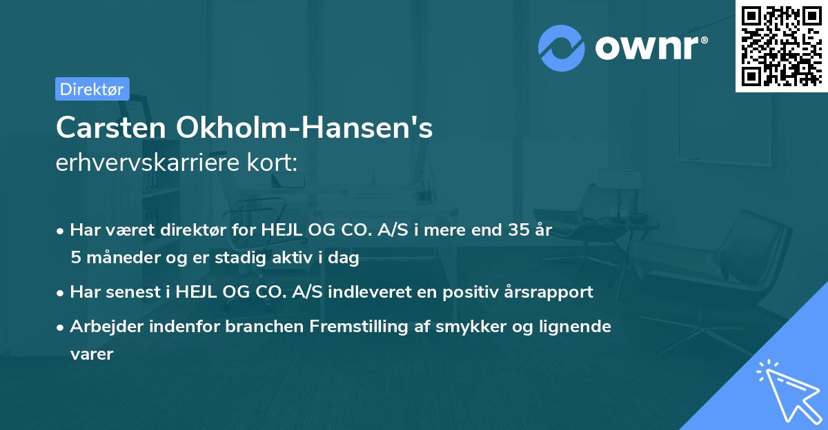 Carsten Okholm-Hansen's erhvervskarriere kort