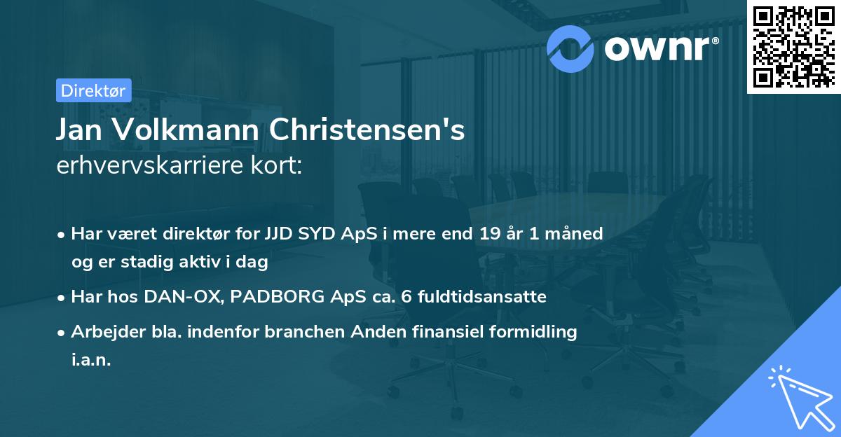 Jan Volkmann Christensen's erhvervskarriere kort