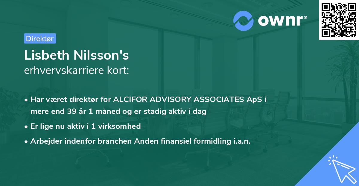 Lisbeth Nilsson's erhvervskarriere kort