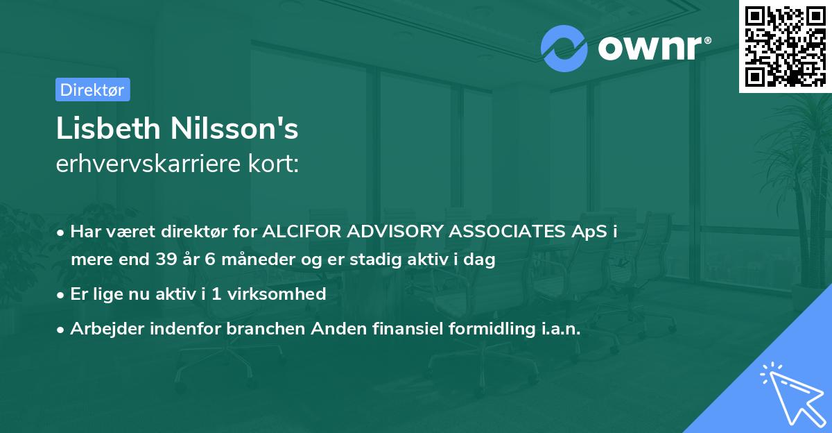 Lisbeth Nilsson's erhvervskarriere kort