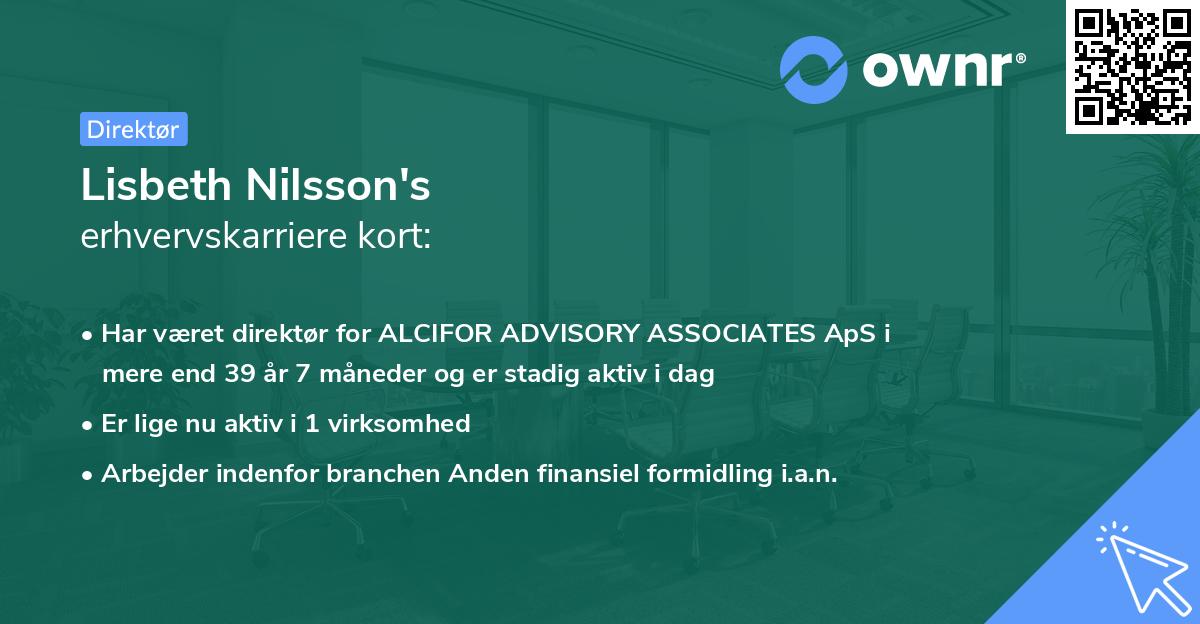 Lisbeth Nilsson's erhvervskarriere kort