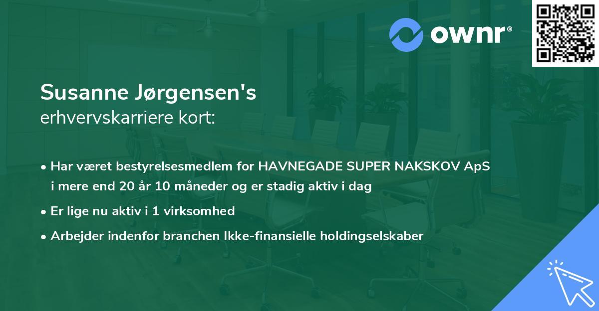 Susanne Jørgensen's erhvervskarriere kort