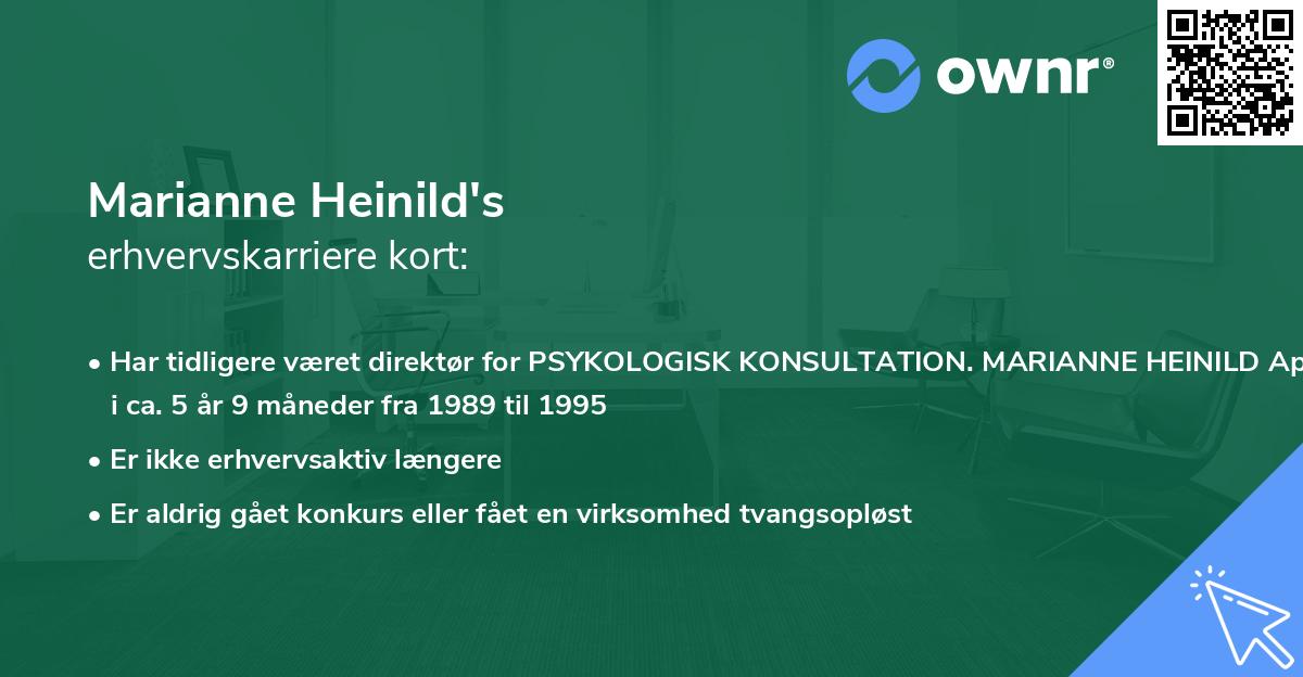 Marianne Heinild's erhvervskarriere kort