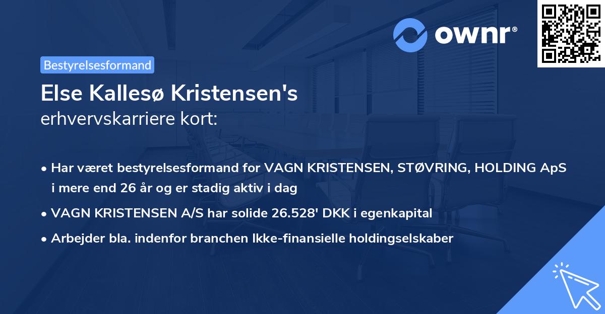 Else Kallesø Kristensen's erhvervskarriere kort