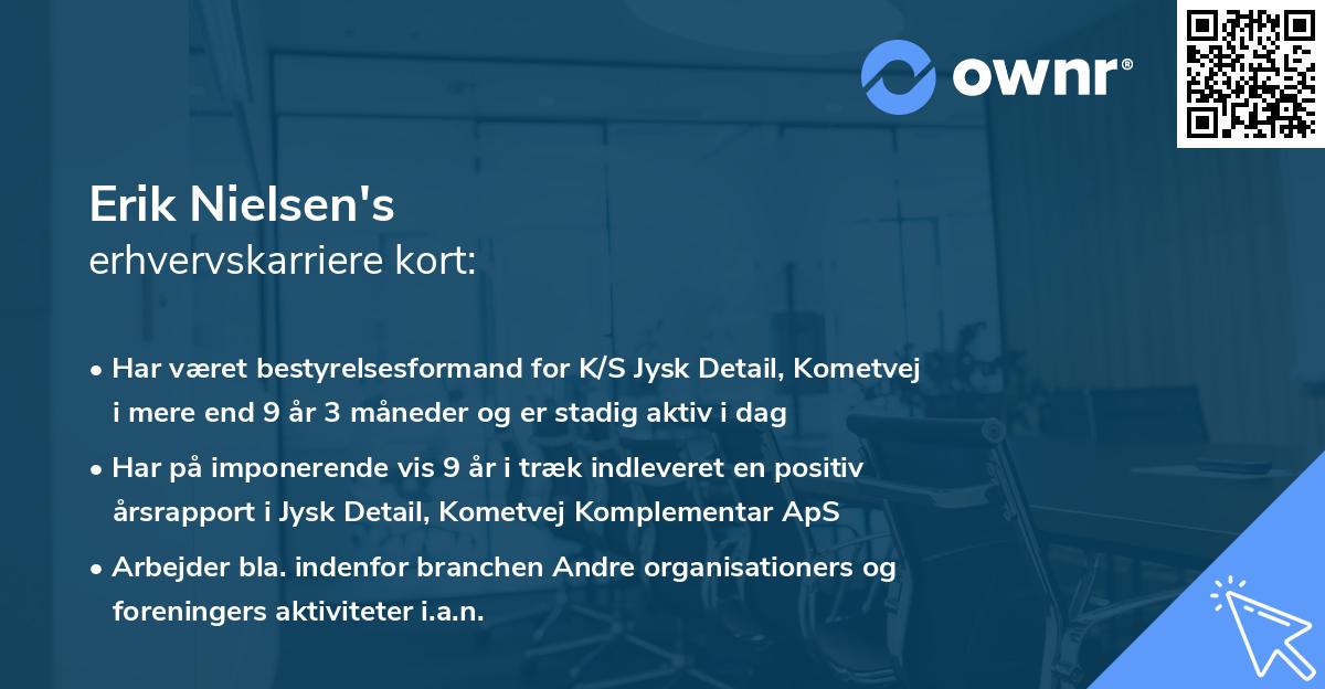 Erik Nielsen's erhvervskarriere kort