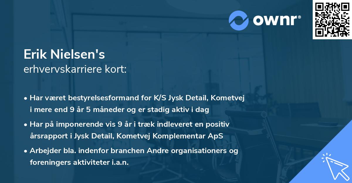 Erik Nielsen's erhvervskarriere kort