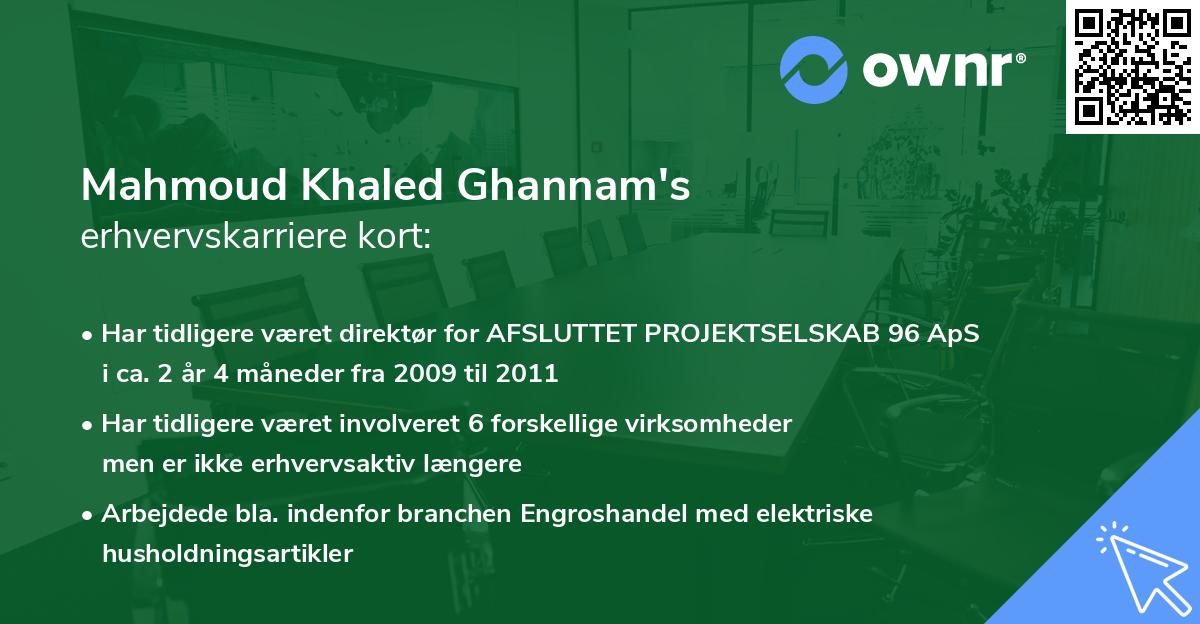 Mahmoud Khaled Ghannam's erhvervskarriere kort