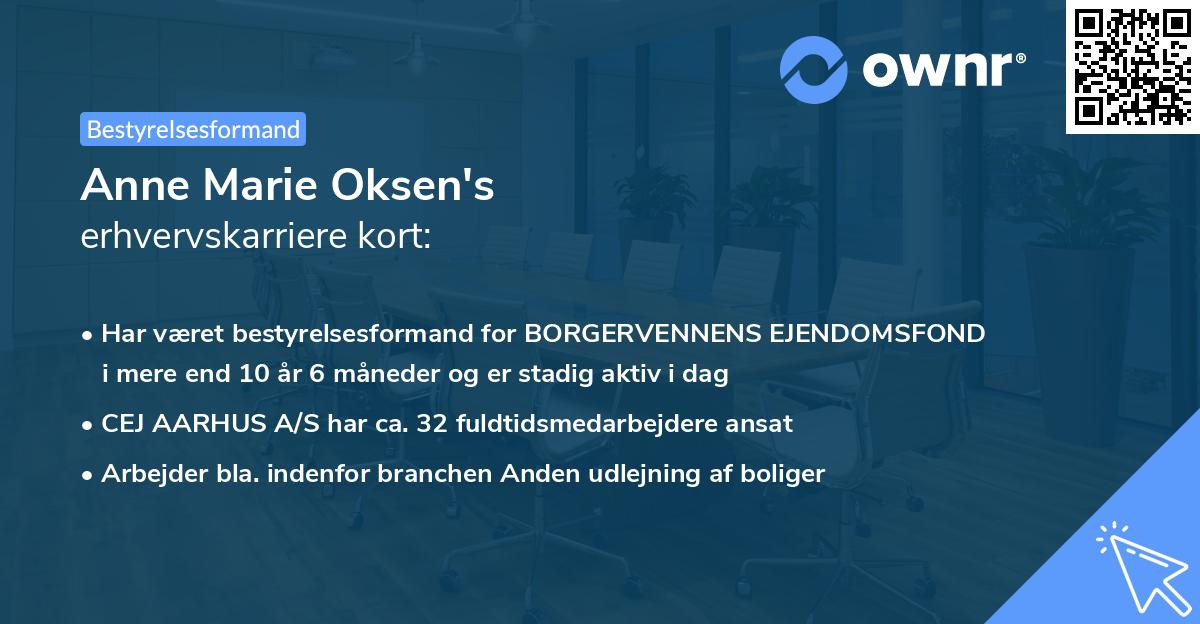 Anne Marie Oksen's erhvervskarriere kort