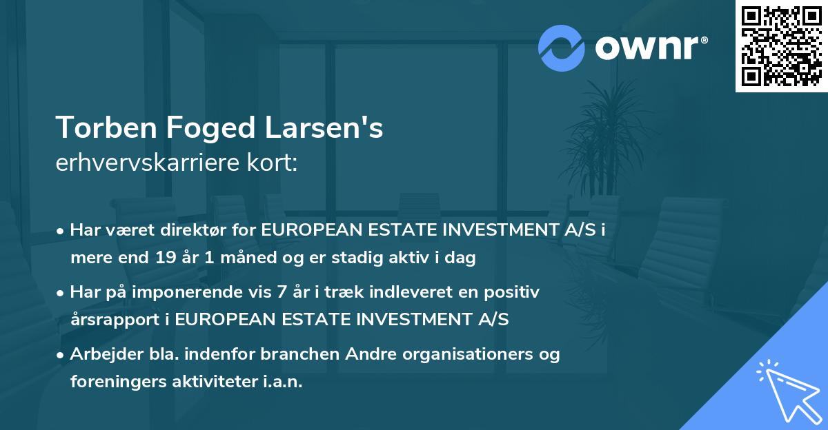Torben Foged Larsen's erhvervskarriere kort