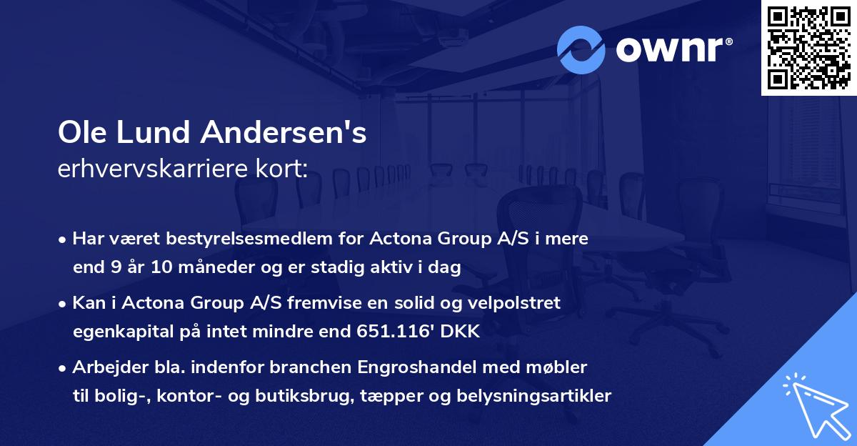 Ole Lund Andersen's erhvervskarriere kort