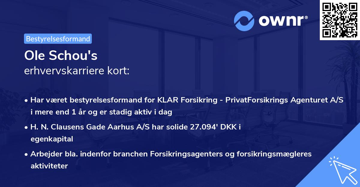 Ole Schou's erhvervskarriere kort