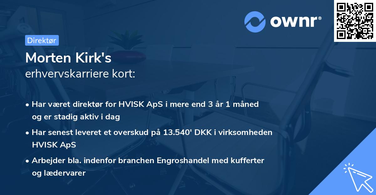Morten Kirk's erhvervskarriere kort