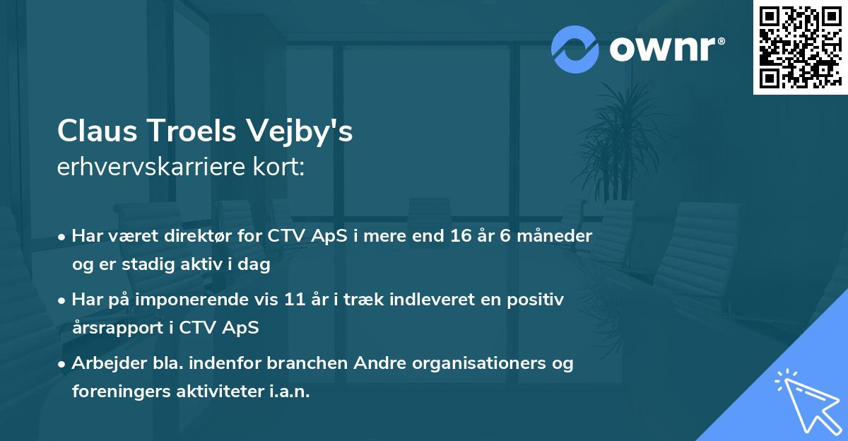 Claus Troels Vejby's erhvervskarriere kort