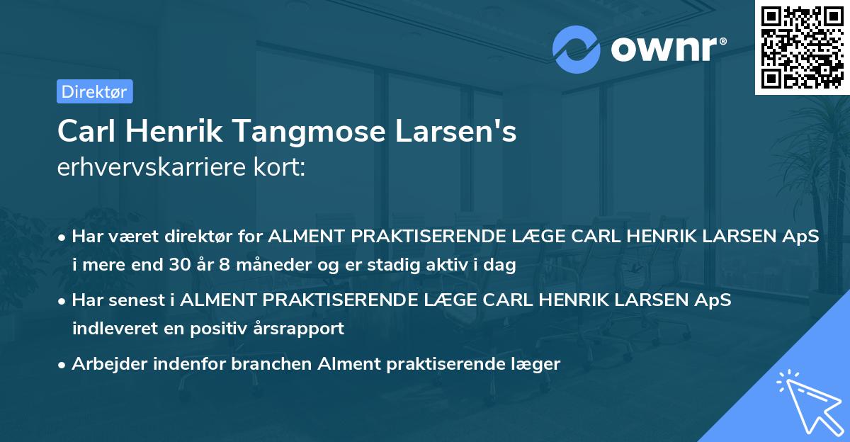 Carl Henrik Tangmose Larsen's erhvervskarriere kort