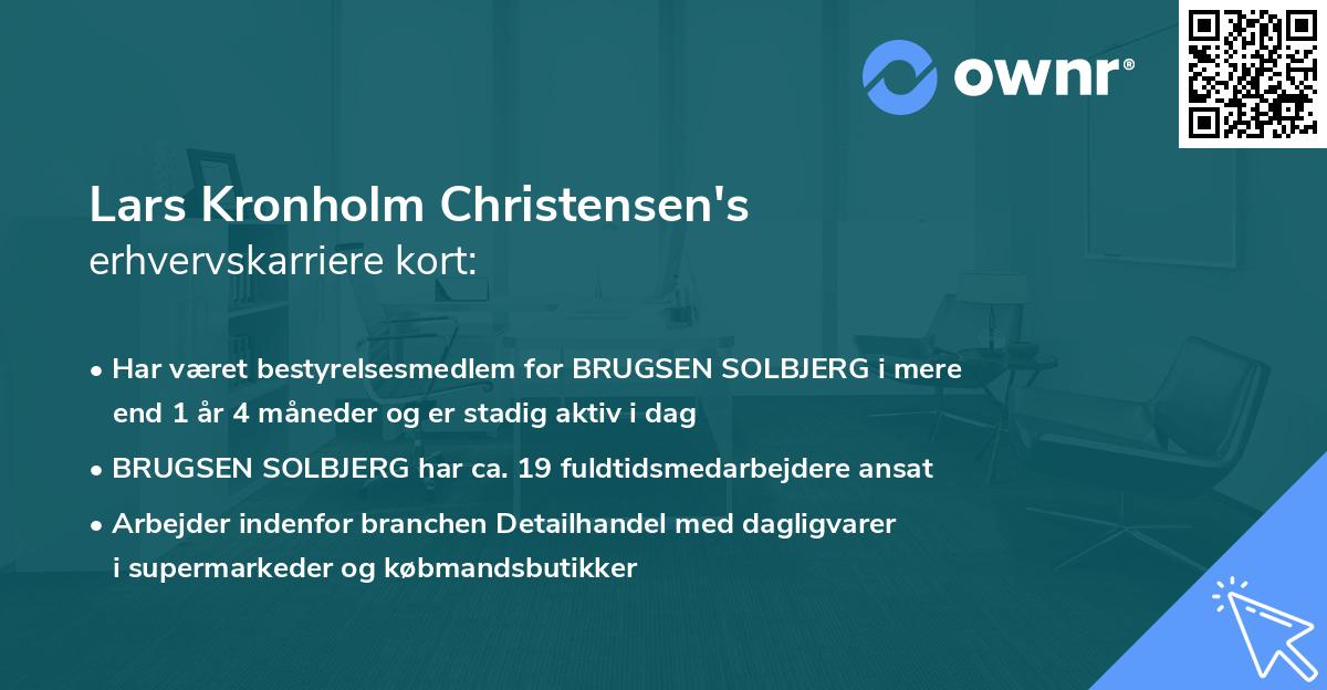 Lars Kronholm Christensen's erhvervskarriere kort