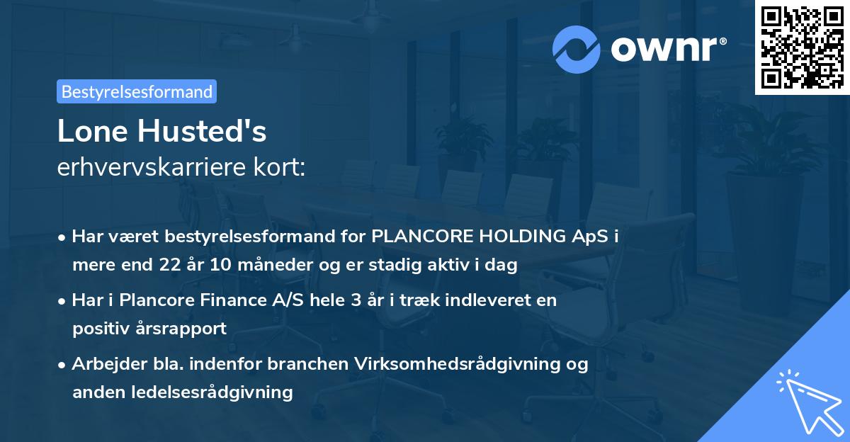 Lone Husted's erhvervskarriere kort