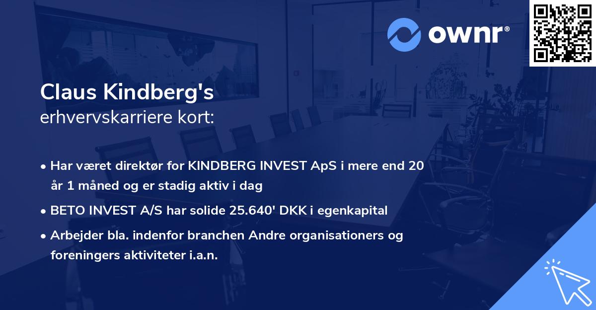 Claus Kindberg's erhvervskarriere kort